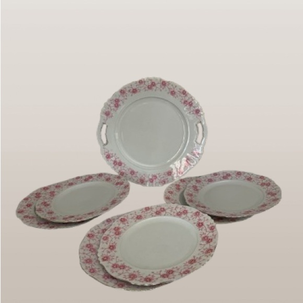 Vintage Seltman Weiden Pink China Dessert Set